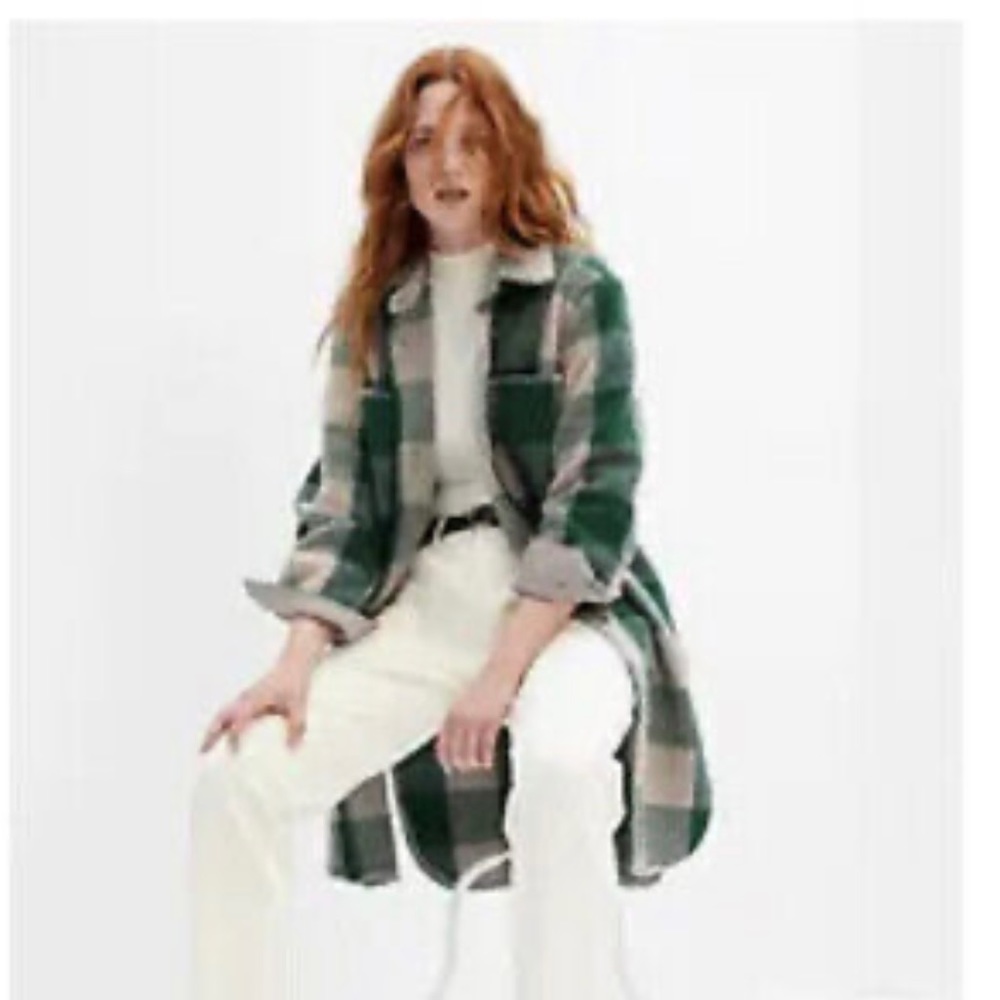 Oversized wool blend shirt jacket